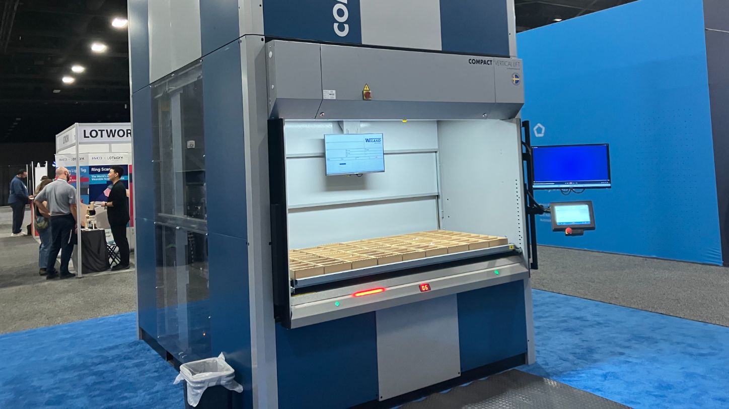 Live from IntraLogisteX USA: White Intelligent Storage shows how vertical lift modules can deliver cost savings