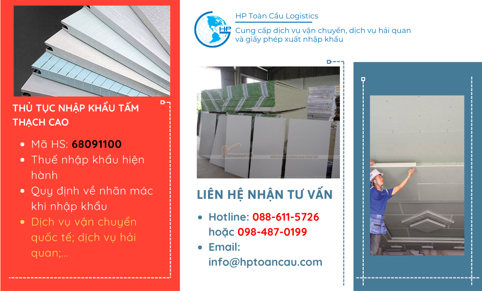 Thủ tục và thuế nhập khẩu tấm thạch cao