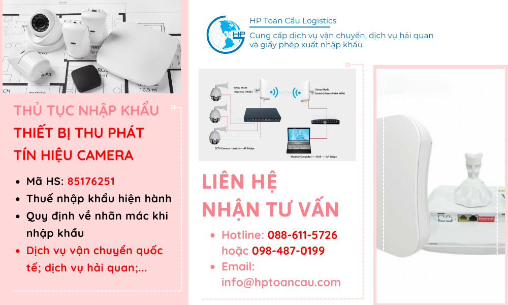 Thủ tục và thuế nhập khẩu Thiết bị thu phát tín hiệu camera