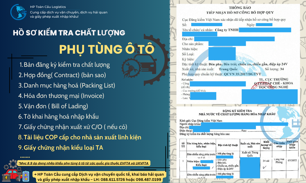 hồ sơ kiểm tra chất lượng phụ tùng ô tô