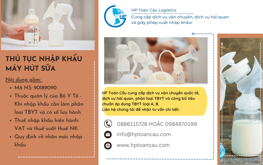 Thủ tục và thuế nhập khẩu máy hút sữa