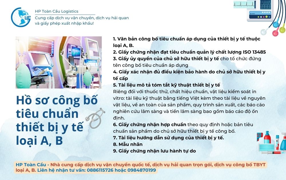 Hồ sơ công bố tiêu chuẩn thiết bị y tế