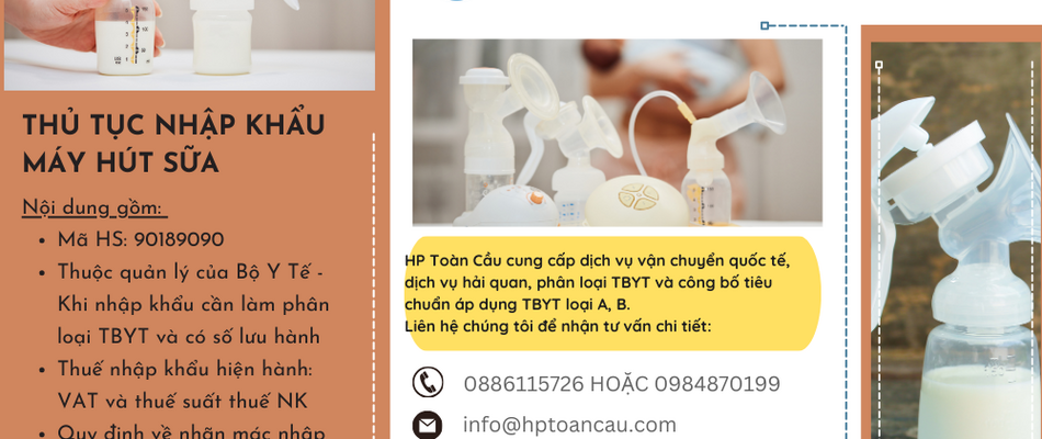 Thủ tục và thuế nhập khẩu máy hút sữa