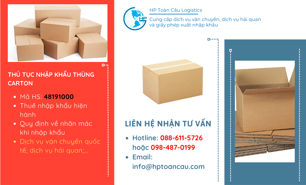 Thủ tục và thuế nhập khẩu thùng carton