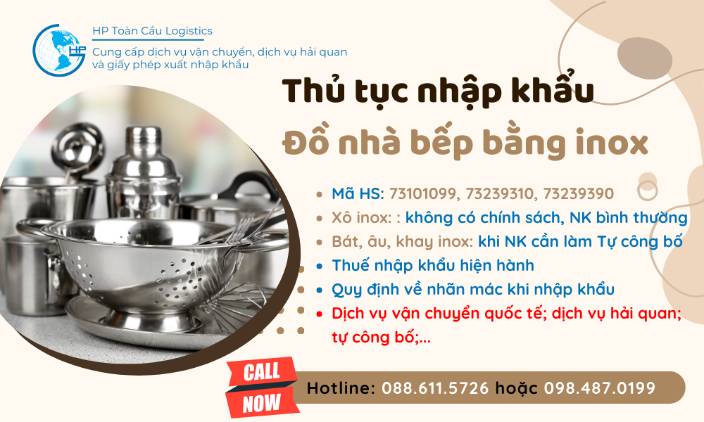 Thủ tục và thuế nhập khẩu Đồ nhà bếp bằng inox